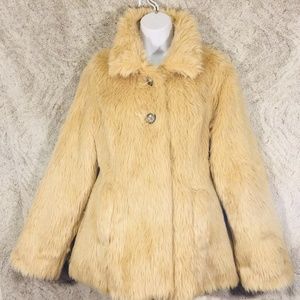 VINTAGE PARIS BLUES FAUX FUR JACKET US SIZE L GOLD